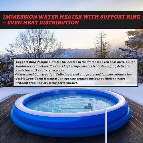 3500W 240V Immersion Water Heater with WiFi Timer & Temp Control – Portable Submersible Heater for Hot Tub, Baptistry, Inflatable Pool, Baptismal Pool, Spa, Above-Ground Pool & Bathtub