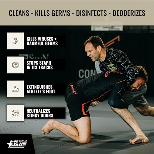 Dollamur Mat Attack! Wrestling Mat Cleaner, Rubber Floor Cleaner-Quart | Use to clean, disinfect, and protect wrestling mats, rubber flooring, gym equipment, carpet, and other non-porous surfaces. - size: 32 Fl Oz (Pack of 1)