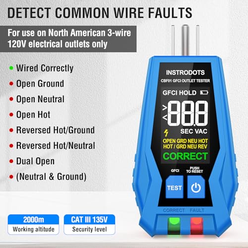 Circuit Breaker Finder & GFCI Outlet Tester for 90-135V AC Circuits | INSTRODOTS Breaker Finder Electrical Circuit Tracer with Color LCD Display & Buzzer Alarm, Includes Batteries & Carrying Case - size: Circuit Breaker Finder