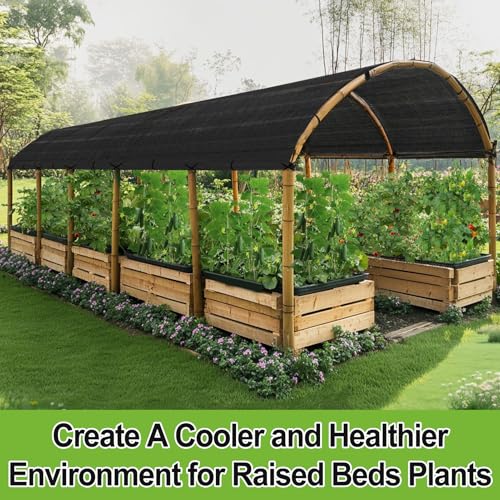 Bigmeta Cuttable Shade Cloth for Garden | 10x30FT 50% UV-Resistant Mesh Tarp with Rope, Black Sun Cover Net for Patio Greenhouse Raised Beds Plants - size: 10X30FT