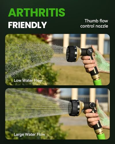 RAINPOINT Garden Hose Nozzle - 100% Heavy Duty Metal Thumb Control Spray Nozzles for Garden Hose High Pressure, 10 Pattern Water Hose Nozzle for Car Wash, Watering Lawn, Pets, Midnight Black - color: Midnight Black