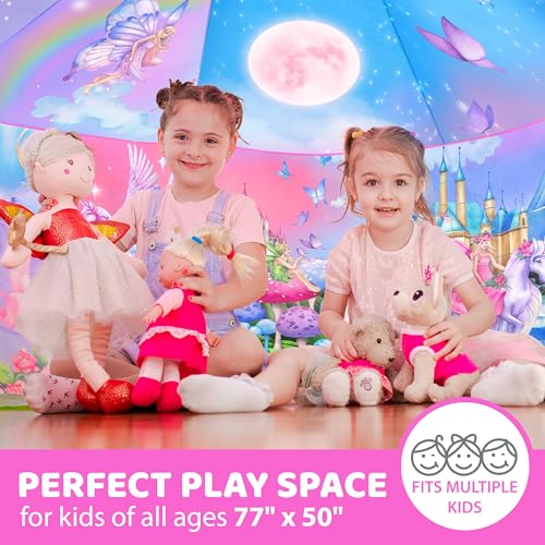 W&O Enchanted Princess Inflatable Fort with LED Lights - Fan Not Included | Enchanted Princess Aerodome with LED Lights, Inflates in Seconds, Easy Entry/Exit and Castle Play. Great Gift, Ages 3-12 - color: Enchanted Aerodome