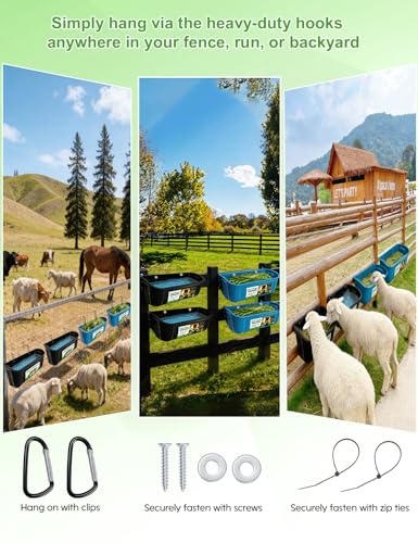 Goat Feeder Trough Hanging for Attach to Fence Holds a lot of Food|Pack of 4,Heavy Duty Miscellaneous Feeders Perfect for Black Goat,Cattle,Horses,Calves,Pig and More Livestock