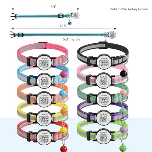 Smart QR Code Cat Collar 2-Pack, Breakaway Reflective Collar with Permanent Online Profile, Adjustable 7.5-12.5 Inch Safety Collar for Cats (Orang & Blue) - color: Reflective Strip - Orang & Blue