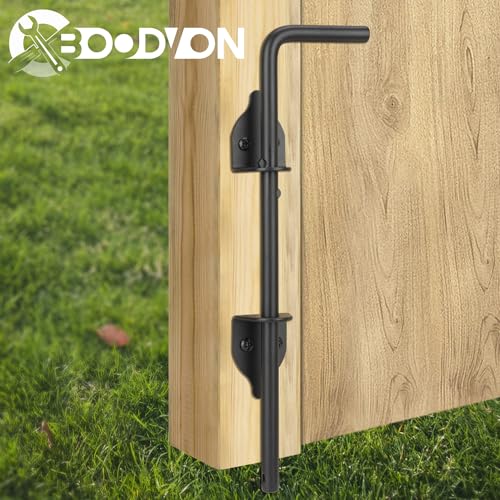 12 Inch Cane Bolt Gate Drop Rod Heavy Duty Gate Hardware, Gate Ground Latch for Wooden Fences, Metal Gates Doors Stopper for Gate Ground, Wrought Iron Gate Latches, Black Finish(1 Pack) - size: 12 Inch