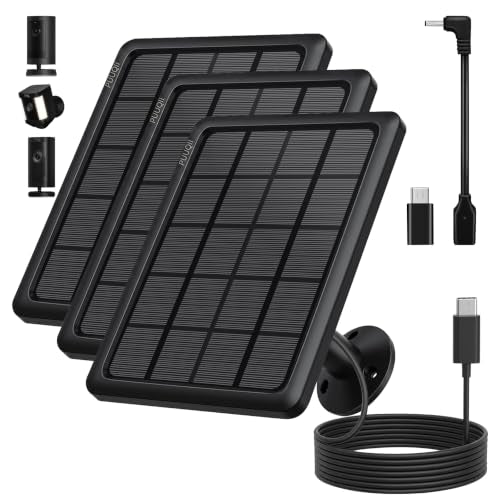 4W Solar Panel for Ring Cameras with 10FT Cable, Black, 3 | Compatible with Stick Up Cam/Plus Battery, Spotlight Cam Plus/Pro Battery, USB-C/DC/Micro Adapters, IP65 Weatherproof - color: Black