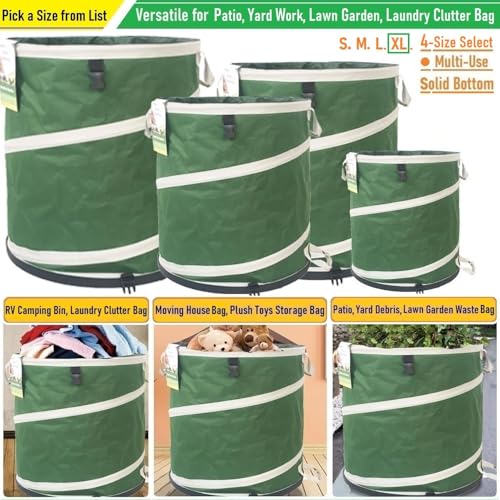46-Gallon Collapsible Trash Can (22x28 in) Hard-Shell Bottom Yard Garden Bag,Big Leaf Bag,Yard Waste Bags,Debris Container,Pop-Up Recycling Bin,RV Camping Waste Bin,Laundry Hamper,Lawn Grass,Weeds Bag - style: 46 Gallon Bag with Gardening Gloves