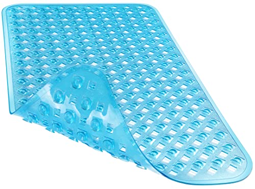 Yimobra Bathtub Mat Non Slip, Super Strong Suction Cups, 28"X16" Long Shower Mat with Drain Holes, Machine Washable Fast Draining Bath Mats, Bathroom Essentials,Clear Blue - color: Clear Blue, size: 27.5 X 15.5 Inch