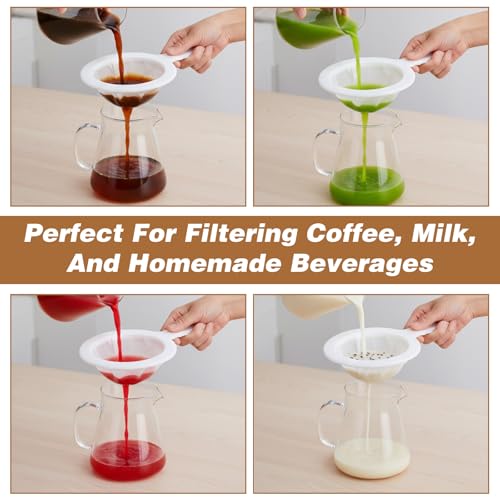 2 PCS Ultra Fine Mesh Strainer, 120 Mesh Plastic Strainer with Handle, Nylon Strainers Fine Meshes, Kitchen Strainer for Juicing with Handle for Coffee Soy Milk Juice Tea