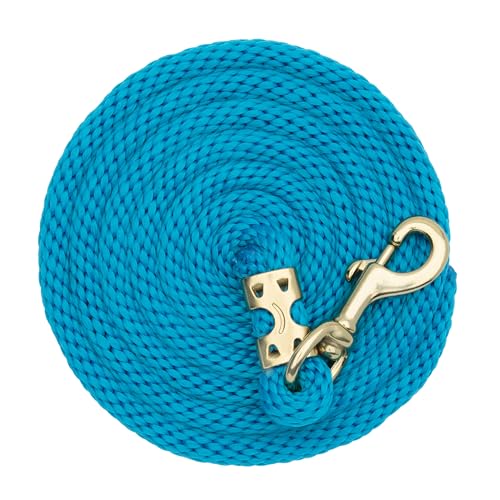 Weaver Equine Performance Lead Rope, Lime Zest, 8' Horse Value Rope with Brass Plated 225 Snap, Soft Comfort Grip, Barn Horse Tack for Daily Use - color: Hurricane Blue