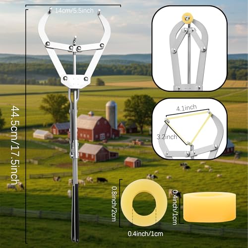 25 Elastrator Bands with Large Stainless Steel Banding Tool Bander Livestock Management Fits Bull,Calves, Goats, Sheep, Easy Application