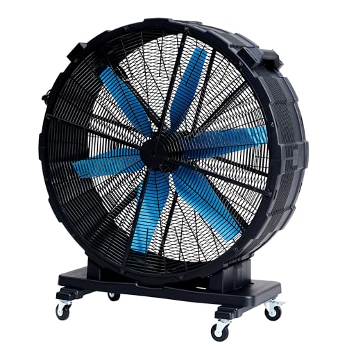 Albott 42 Inch Industrial Drum Fan, 17,660 CFM High Velocity Floor Fan | 750W Heavy Duty Plastic Blower with Wheels and 3 Speeds for Garage, Workshop, Warehouse, Factory, and Basement - size: 42 Inch