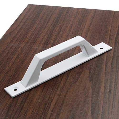 Semetall Barn Door Handle 175mm Hole Center Solid Steel White Flush | Gate Handle Heavy Duty Door Pull Hardware Handle with Screws for Wooden Door Sliding Barn Doors Gates Garages Sheds