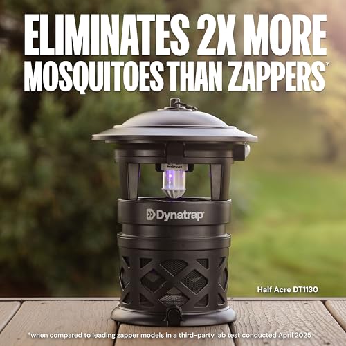 Dynatrap DT1130SR 1/2 Acre Mosquito & Flying Insect Outdoor Trap and Killer – Kills Mosquitoes, Flies, Wasps, Gnats, & Other Flying Insects - Bug Zapper Alternative – Black | UV-LED Flying Insect Killer, Outdoor Fly Control, Kills Mosquitoes, Gnats, Flies