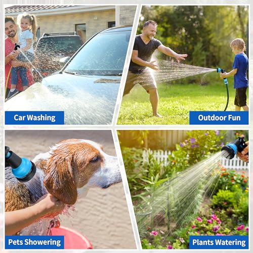 NEXCOVER Hose Nozzle, Garden Hose Nozzle - 7 Adjustable Watering Patterns, Heavy Duty Hose Nozzle Sprayer, Garden Sprayer Hose Attachment for Car Washing,Watering Plants,Pets Showering,Lawns Cleaning - color: Sky Blue