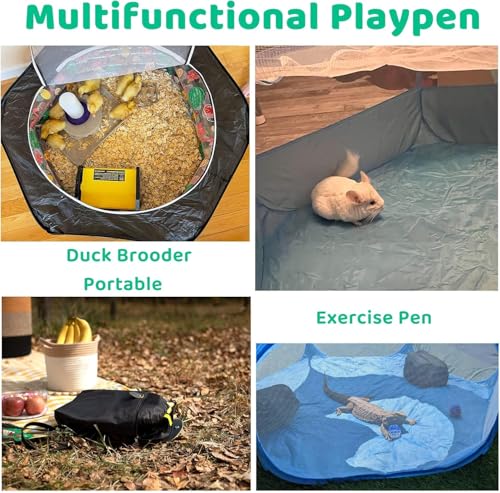 Amakunft Small Animal Pop-Up Playpen with Mesh Cover, 47'' x 23.6'' x 15'' Chicken Brooder Box, Play Pen Indoor Outdoor for Guinea Pigs, Bunny, Rabbits, Ferrets, Chinchillas, Kittens - color: black