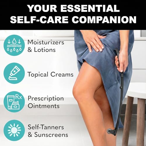 bearback Lotion Applicator for Back & Body, Black Handle with 2 Rollers | Long Reach Folding Handle, Reusable Foam Rollers, Apply Lotion, Medication, Ointment, Sunscreen, Self Tanner - color: Black