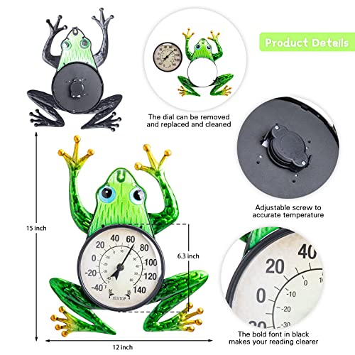 Outdoor Thermometer, Frog Wall Thermometer for Patio Yard Garden | No Battery Needed, Waterproof, Indoor and Outdoor, Easy to Read, Gifts Idea - color: Frog