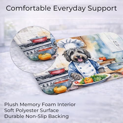 Caroline's Treasures Bergamasco Sheepdog The Chef Memory Foam Kitchen Mat Machine Washable Anti-Fatigue Mat Cushion Comfort Bath Mat or Kitchen Rug - color: Bergamasco Sheepdog 6203