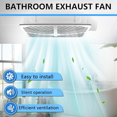 Bathroom Exhaust Fan White Ceiling Mount Ventilation Fan 200-230 CFM 1.5 Sones 6 Inches Duct Energy-Saving Bathroom Ventilation and Exhaust Fan