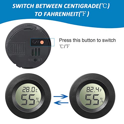 Weewooday 8 Pcs Mini Hygrometer Thermometer Digital LCD, Black | Monitor Indoor Outdoor Room, Humidity Meter Temperature Gauge for Greenhouse Garden Reptile Incubator Cellar,℉ or ℃ - size: Black