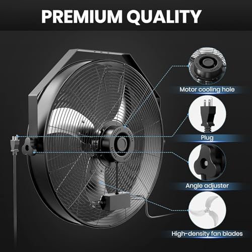 Simple Deluxe 20 Inch High Velocity Wall Mount Fan with Rack, 3 Speed Industrial/Commercial Metal Ventilation Fan,2 Pack - size: 20 Inch-Classic, style: 2 Pack