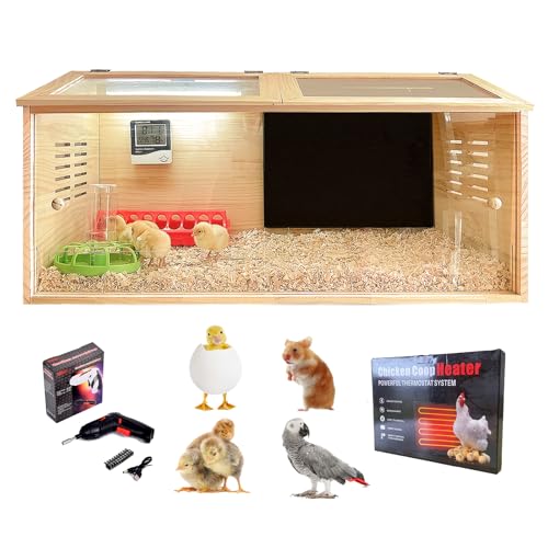 Brooder Box for Chicks,Quail cage,Baby Chicken Supplies,Includes Chicken coop Heater/Quick Installation Tool/Feeding Trough/Water Dispenser, etc,Suitable for Chicks/Duck/Parrot (32" x 16" x 16")
