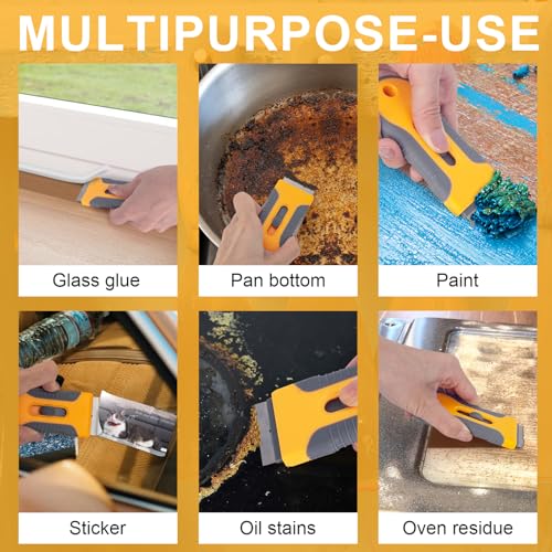 Razor Blade Scraper Tool with 15pcs Extra Blades, Multi-Surface Glass Stove Top Scraper for Paint, Window, Old Label, Decal Sticker, Ceramic Cooktops, Ovens - color: Small Razor Blade Scraper