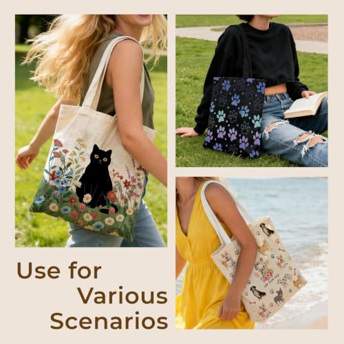 Cute Canvas Tote Bag for Women, Book Totebag with Zipper Pocket - color: Coquette Bow