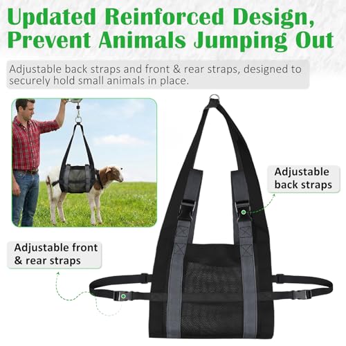 Calf Sling for Weighing Animals with Adjustable Back Straps 24" x 14" | Breathable Mesh Livestock Harness, Hanging Weight Scale Accessory for Small Animal, Newborn Lambs,Goats,Calves,Alpacas&Dogs