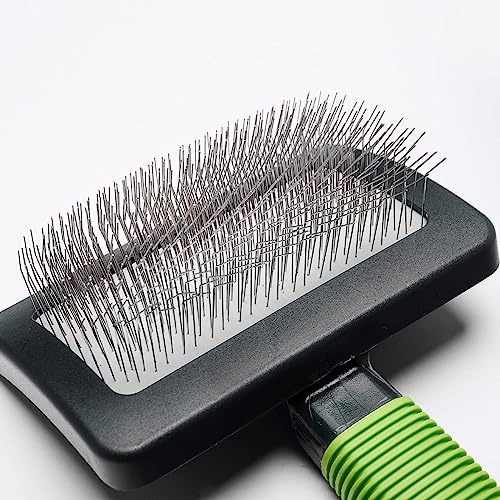 Dog Slicker Brush - Large Grooming Brushes for Dogs and Cats - Professional Groomer Supplies for Long Hair Pet - Slicker Brush For Goldendoodles-Easy To Use - Comfortable - Removes Long and Loose Hair - size: Green
