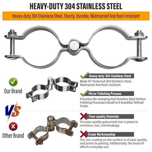 2 Pack 2-3/8" x 2-3/8" Chain Link Fence Gate Hinge, 304 Stainless Steel Heavy Duty Male Female Post Hinges with Bolts and Nuts - color: 2-3/8", size: 2-3/8"