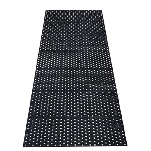 tonchean Rubber Floor Mat with Drainage Holes 83x36x0.4in Anti-Fatigue Mat | Commercial Rubber Mat with Non-Slip Backing Heavy Duty Drainage Floor Mats for Commercial Restaurant Kitchen Bar Use Wet Area