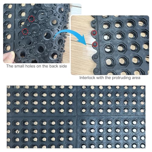 Anti-Fatigue Rubber Floor Mat - NANBOWANG Commercial Grade Interlocking Non-Slip Recycle Tyre Floor Mats for Restaurant Kitchen Bar Garden Outdoor Wet Area(36"x 36") - size: 36"L x 36"W x 0.8"Th