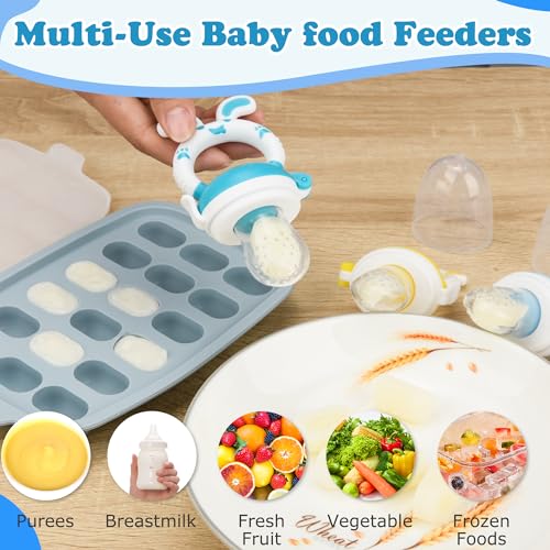 Food Feeder Baby Fruit Feeder Baby Breastmilk Popsicle Molds-& Baby Fruit Feeder-WAJIAYON Silicone Baby Food Freezer Tray,Baby Food Pacifier Feeder and Teether Easter Bunny Gifts for Boys and Girls - color: 1-Purple