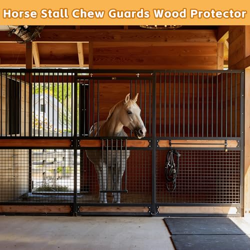 lukar 12 Pack 42 Inch Horse Stall Wall Channels, Horse Stall Chew Guards | Heavy Duty Steel Horse Stall Protector with 120 Screws & Pre-drilled Mounting Holes, Prevent Wood Damage in Horse Stable