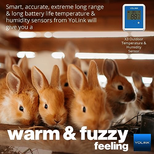 YoLink X3 Outdoor Temperature and Humidity Sensor with Data Logger, Thermometer, 1/4 Mile Range, 5+ Years Battery Life, Emails, Text, App Alerts, Alexa, IFTTT. Hub Required!