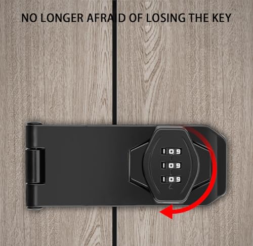 Mechanical Password Rotary Hasp Locks, Flip Latch Safety Door Bolt Latch Lock for Wine Cabinet, Bathroom, Outdoor, Garage, Garden, Closet Door (Black-Password Lock) - color: Black-Password Lock