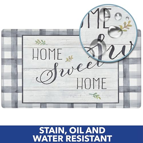Home Dynamix SoHome Cozy Living Shiplap Anti-Fatigue Kitchen Mat, Home Sweet Home, 17.5"x30" - color: Grey/Green, size: 18"L x 18"W x 0.5"Th