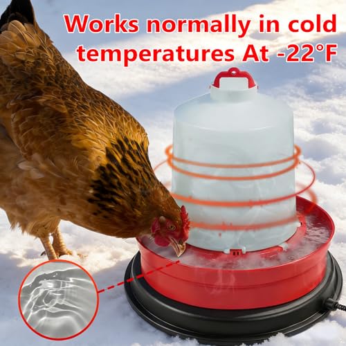 Poultry Chicken Water Heater - KOKOPRO Poultry Water Heater Base for Winter,14 Inch for Plastic/Metal Poultry Waterer,Thermostatically Controlled Heated Waterer 80W,Chicken Coop Accessories