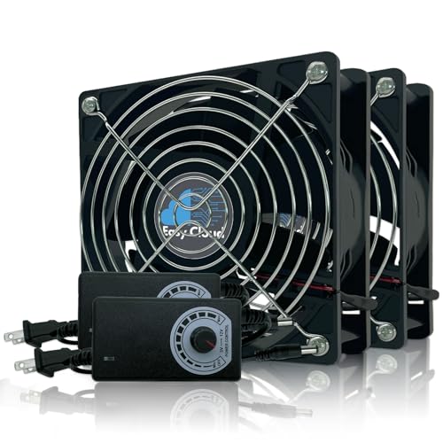 120mm Variable Speed Axial Muffin PC Fan with Controller, 2Pack - size: 120mm × 25mm, style: 2 Pcs