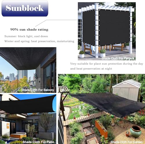 90% Shade Cloth for Garden 10x30 FT, Black Sun Shade Mesh Fabric | UV Block Sunshade Screen for Greenhouse, Balcony, Patio, Deck, Kennel, Carport & Pergola Cover - size: 10x30 feet
