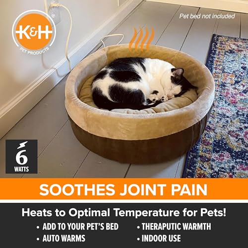K&H Pet Bed Warmer, Safety Listed, Cat Heating Pad, Medium 20x5.5in Tan | Create Your Own Heated Cat Bed with The K&H Warmer, Waterproof Indoor Heated Warming Pad Insert, Smart Automatic Temperature - size: Medium