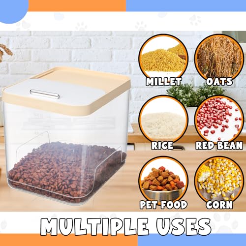Teenyyou 2 Pack Airtight Dog Food Storage Container, Up to 10 Lbs, Pet Cat Food Container Clear Storage Bin with Measuring and 2 Scoops for Dog Cat Bird and Other Pet