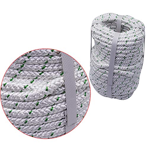3/8 Inch x 100 Feet 4800Lbs Double Braid Polyester Rope Breaking Strength Strong Pulling Rope - color: White & Green, size: 3/8in x 100 ft