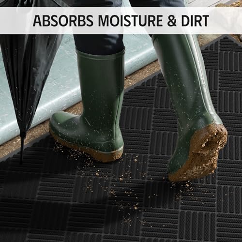 Dirt Trapper Door Mat 3' x 5', Rubber Backing Non Slip Heavy Duty Welcome Mat, Low Profile Indoor Outdoor Mats, Dirt Resistant and Absorbent, Commercial Floor Mat for Entryway, Black Diamond - color: Black Diamond, size: 3' x 5'