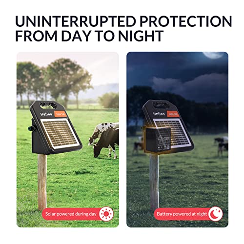 10 Miles Solar Electric Fence Charger with Day/Night Mode, 0.16J Portable Solar Fence Charger with Rechargeable Solar Panel for 24-Hour Uninterrupted Protection Electric Fence Energizer - size: MINI160-Rear switch