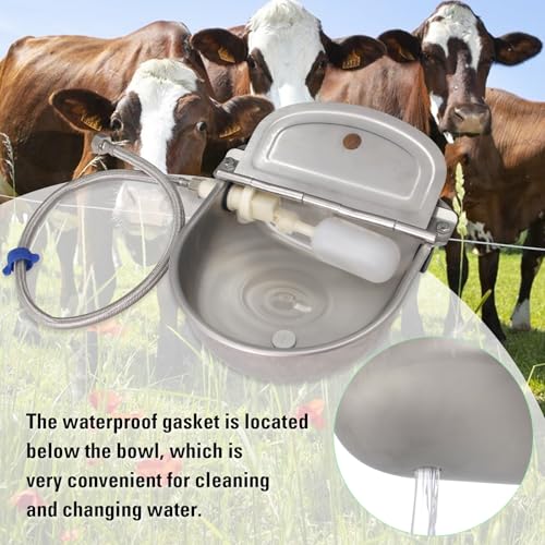 304Stainless Steel Automatic Dog Waterer with Float Valve 3/4'' Water Hose | Wall Mount Automatic Animal Watering Bowl Livestock Dispenser Horse Dog Cow Water Bowl