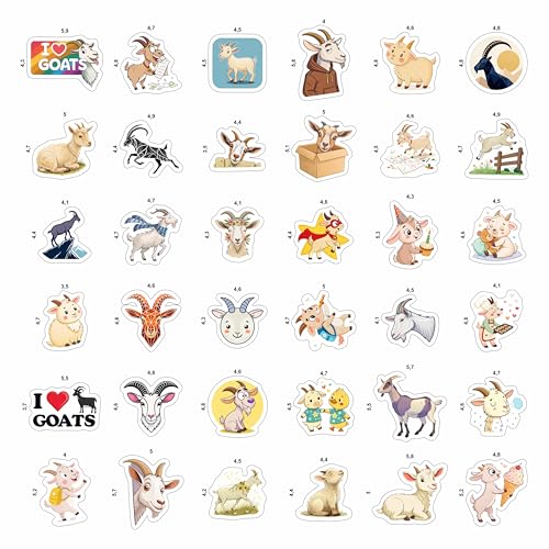 100Pcs Goat Stickers Bulk for Laptop, Water Bottle - Goat Gifts and Party Supplies - Farm Animals Stickers - Gift for Women & Men - color: Goat Stickers