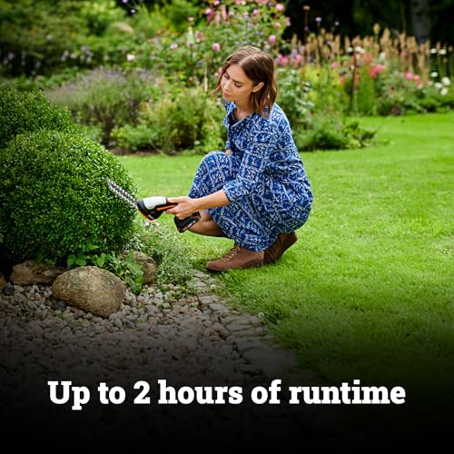 WORX Cordless Grass Shear & Shrub Trimmer, 20V with Extension Pole, WG801.4 | 20V 4" Grass Shear & 8" Shrub Trimmerblades; lightweight 2-lb; extension pole 2.0A battery & chargerincluded; PowerShare. - style: 8" 20V Shrubber Trimmer w/4" Grass Shear/(1)2.